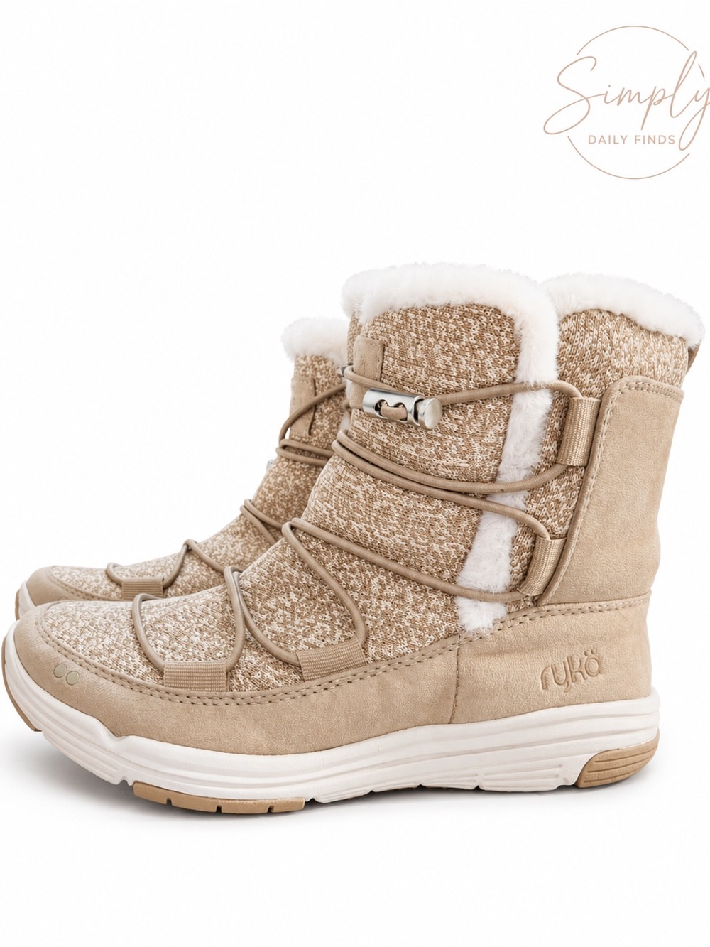 Ryka Aubonne Women’s 6 Faux Fur Winter Boots Beige Tan Cozy Snow Boots